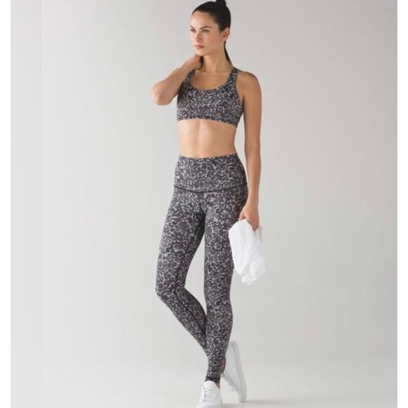 Lululemon Wunder Under Full-On Luon Leggings Pretty Lace Black & White Size 10 - Picture 2 of 13